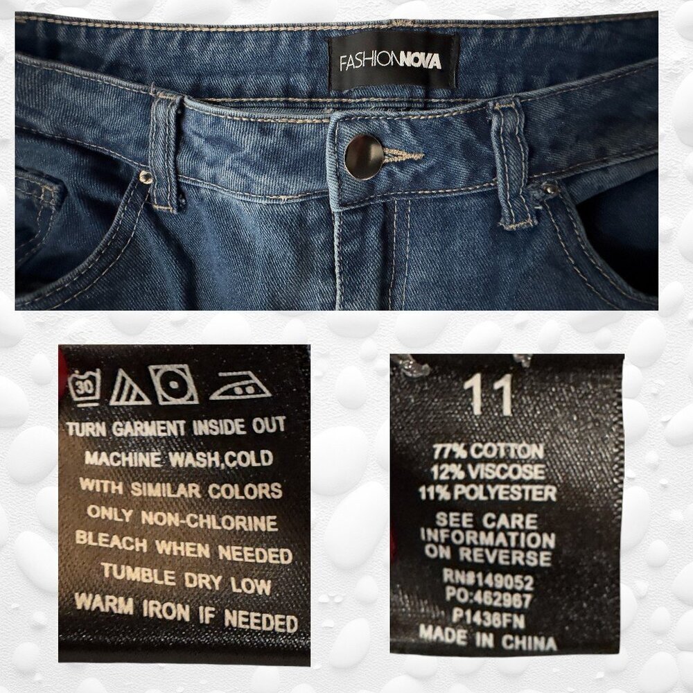 Fashion Nova High-Waisted Wide-Leg Denim Cargo Jeans – Size 11 - Picture 4 of 4